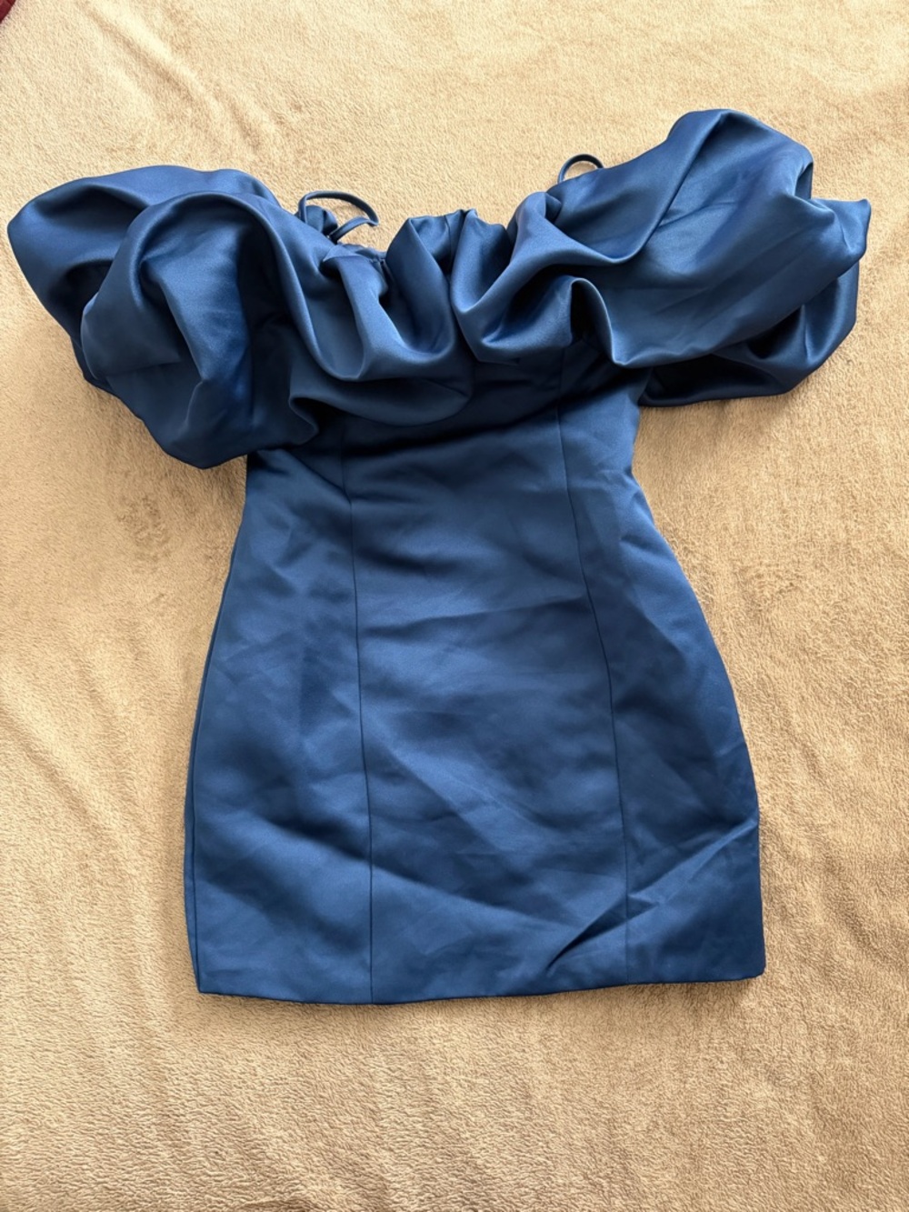 Fashion Nova Blue Off-Shoulder Ruffle Mini Dress